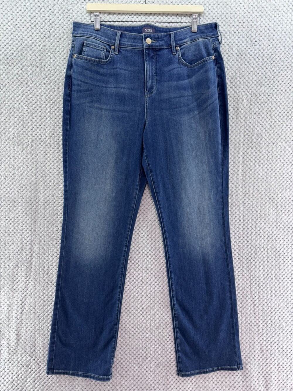 NYDJ Jeans Womens 16 Blue Medium Wash Marilyn Straight Sure Stretch Lift Tuck